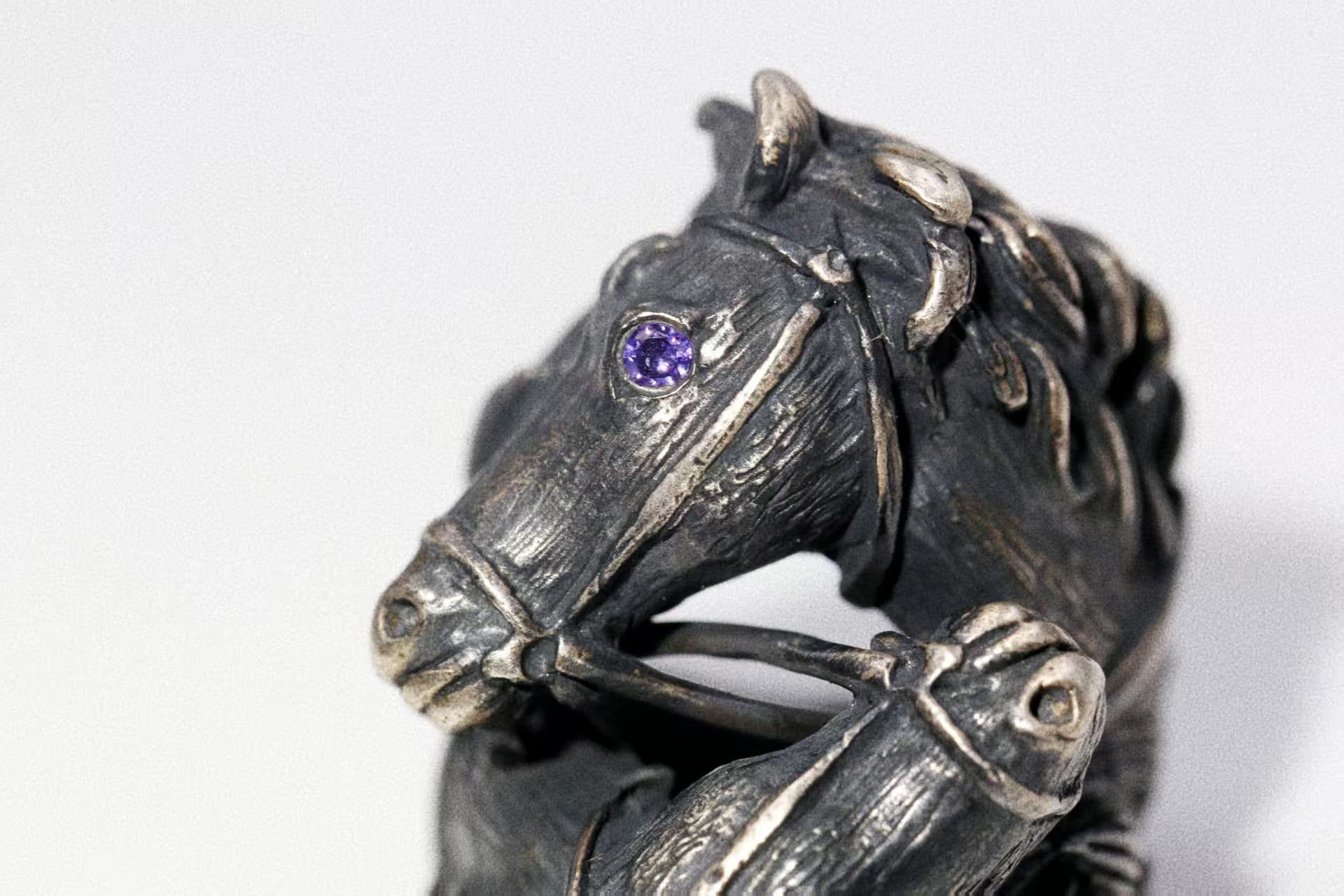 Twin Horses amethyst eye close-up